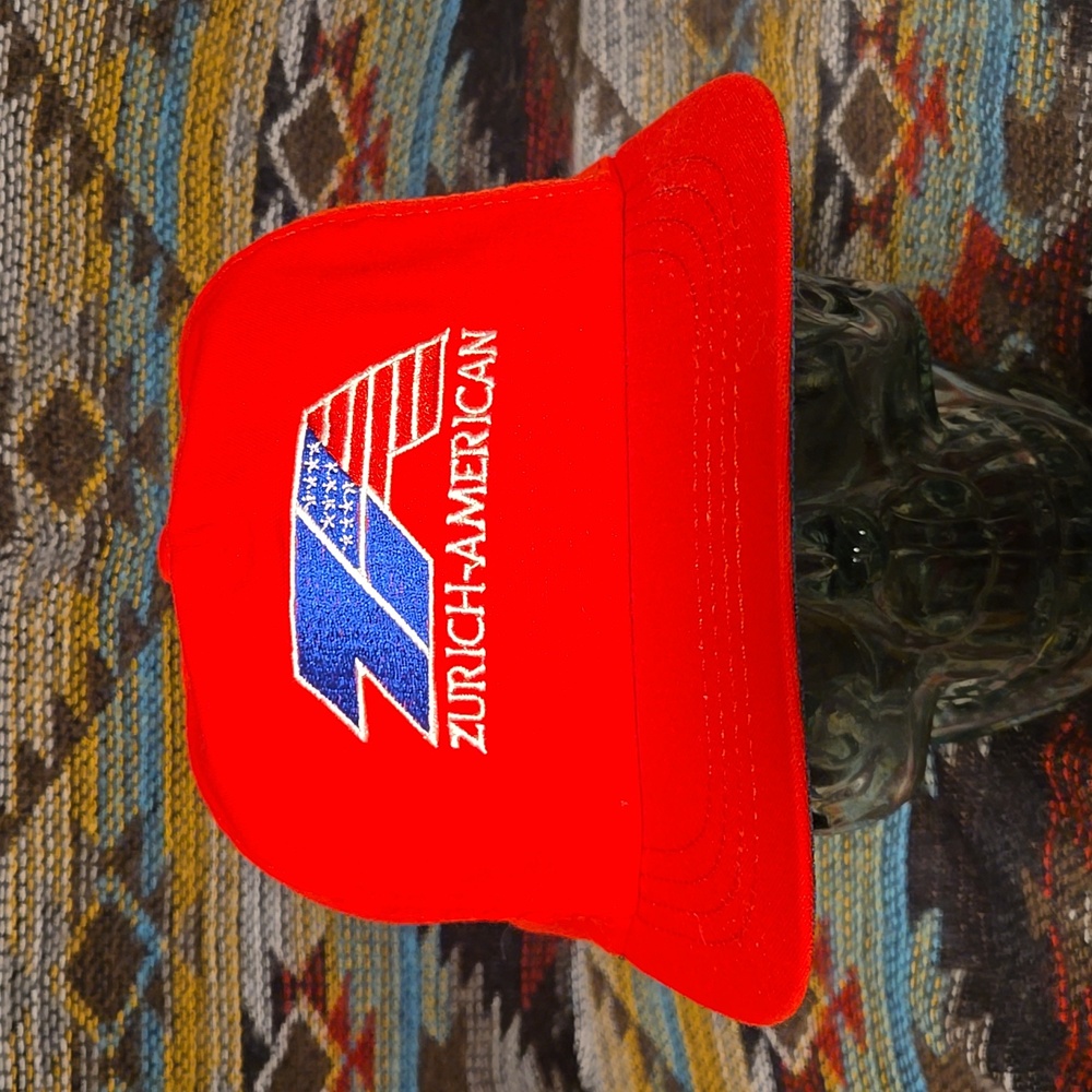 90s Zurich American Auto Insurance Red Canvas Embroidered Strapback